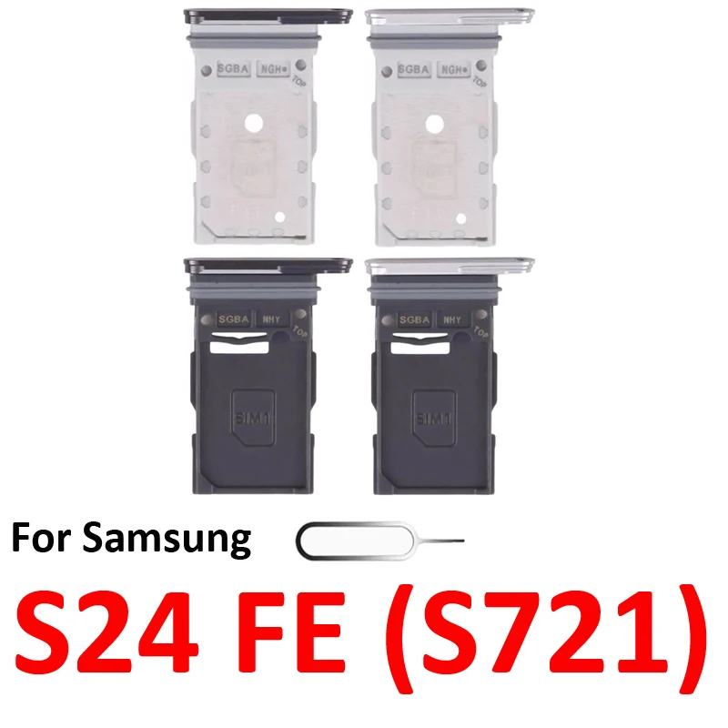For Samsung Galaxy S24 FE S721 S721B Phone New Housing Chip SIM Card Tray Slot Holder Pocket Parts Single Dual SIM Grey Silver - view 5