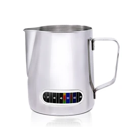 Milk Frothing Pitcher with Temperature Display Stainless Steel Milk Frother Pitcher Jug Cup for Latte Art Barista Kitchen Tool