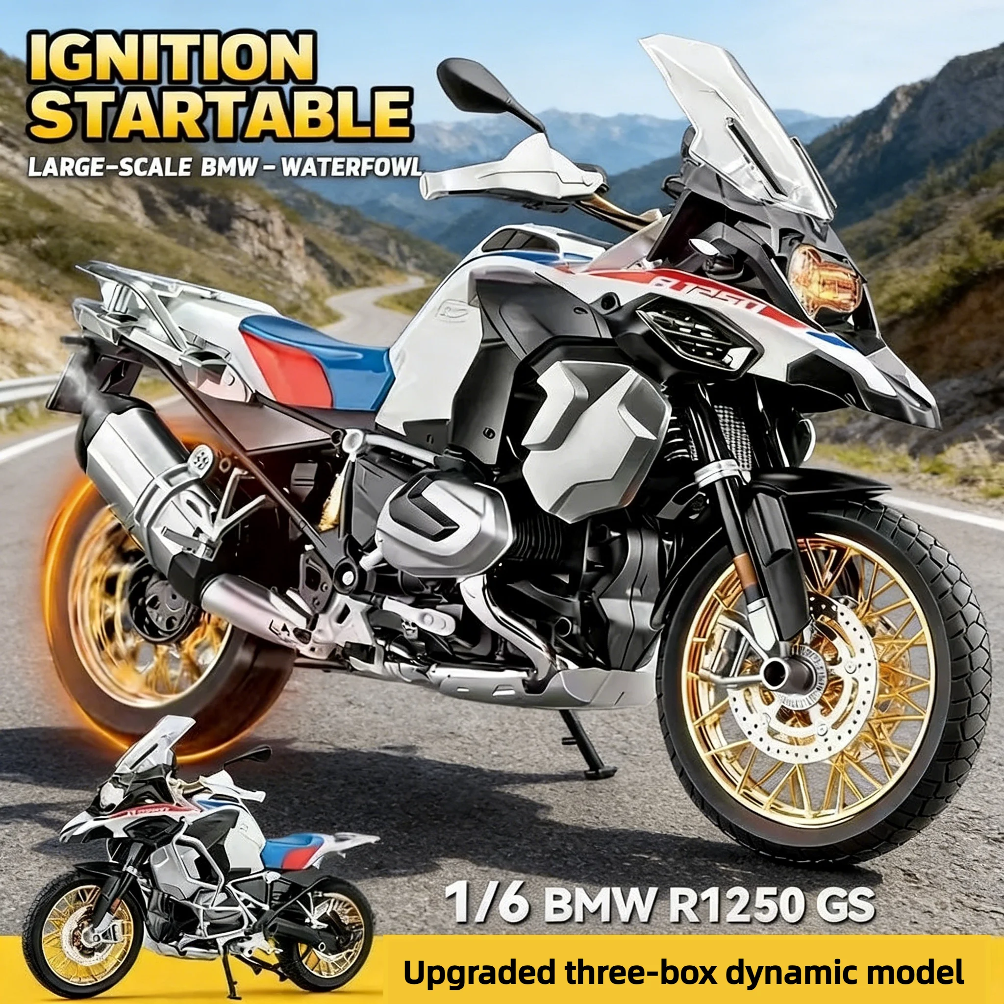 

Diecast Spray 1:6 for BMW R1250GS Motorcycle Alloy Model Collection Miniature Voiture Ornament Boyfriend Gift Home Decor Toy