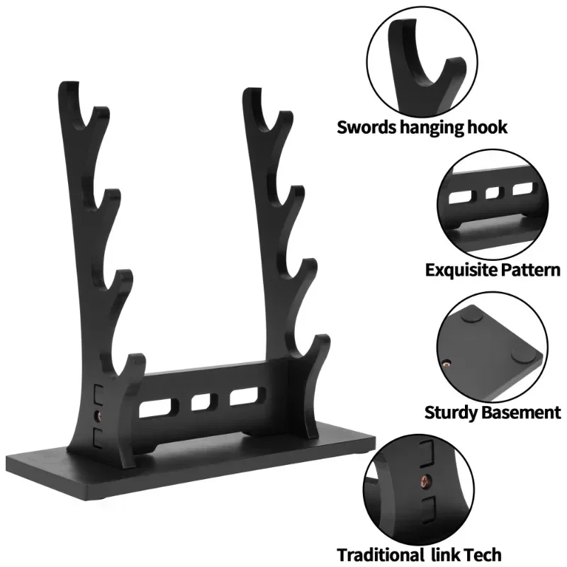 Wooden Katana Stand Shelf Organizer 5-layers Sword Weapon Rack Support Display Demon Real Japanese Katana Samurai Sabre Decor