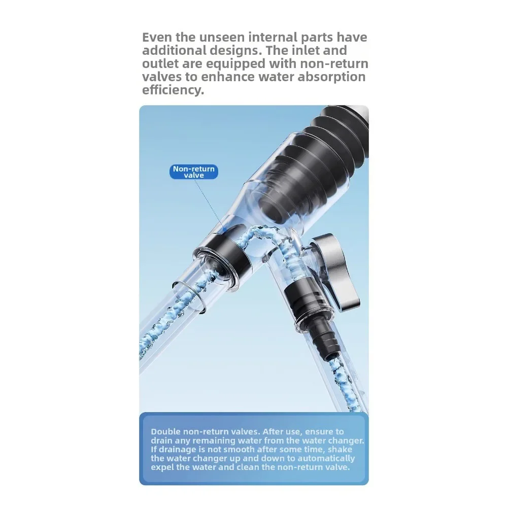 Flexible Fish Tank Cleaner Aquarium Water Filter Aquarium Siphon Adjustable Inlet Pipe Length Built-in Filter Screen