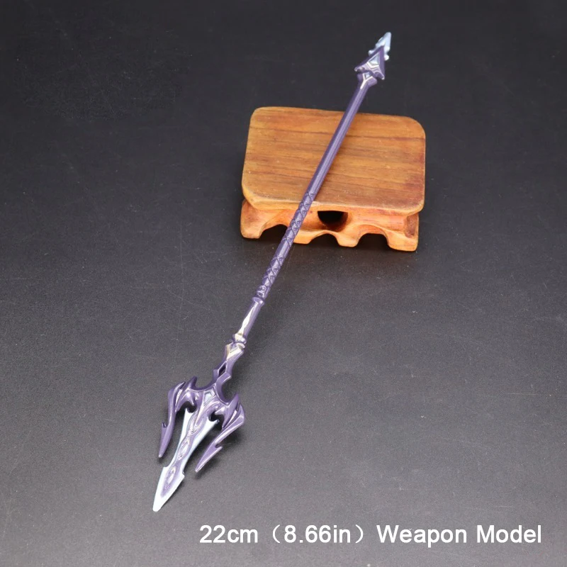 22cm（8.66in）Genshin Impact Game Peripheral Fontaine 4-Star Metal Spear Ballad of The Fjords Allogenes Weapon Model Juguetes Toys