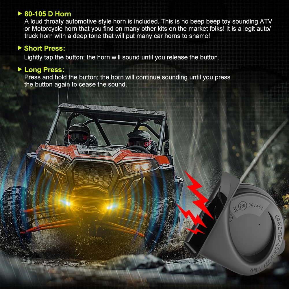 التوصيل والتشغيل بدوره إشارة القرن الشارع القانوني عدة ل 19 + بولاريس رينجر 1000 xp UTV ATV الوامض مع رافعة عمود التبديل العالمي #4