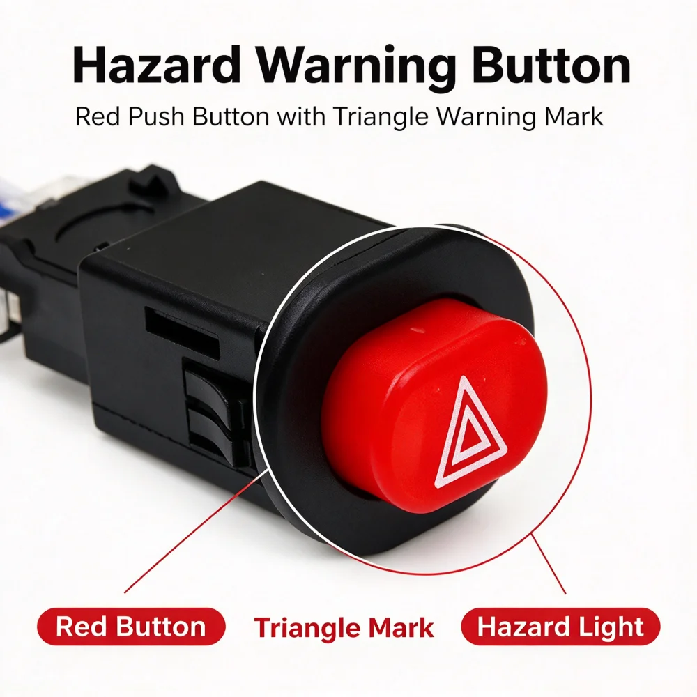 Motorcycle Hazard Warning Switch Universal Dual Flasher Switch Button with 3 Wires for Motorcycle Handlebar Modification