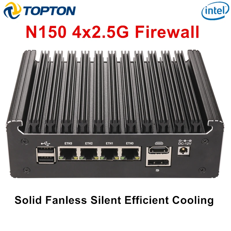 솔리드 팬리스 방화벽 미니 PC 인텔 N150 N95 코어 i5 8250U i3 8145U 펜티엄 4417U 4x2.5G i226 LAN 홈 서버 pfSense OPNsense
