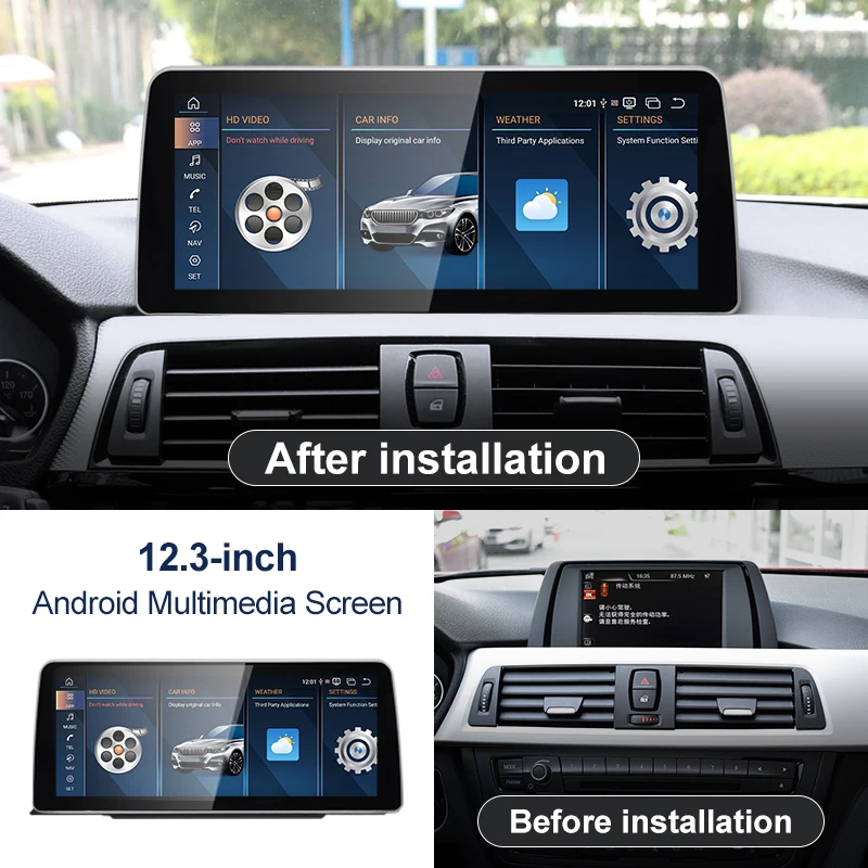 12.3inch Qulacomm Snapdragon680 Android 13 8G 256G For BMW 3/4Series F30 F31 F32 F33 F34 Car Multimedia Wireless CarPlay AUTO