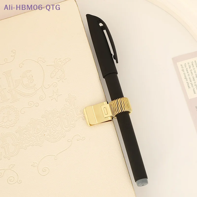 [New] Hot！Hot！NEW Metal Pen Clip With Spring Creative Gold Retro Spring Clip Student Pen Clip For Notebooks School