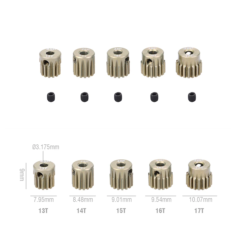 48DP 3.175mm 11t 13t 15t 17t 18T 19t 20T 22T 24T 28T 30T ze stopu aluminium metal silnik z zębatką biegów dla 1/10 zdalnie sterowany Model samochodu