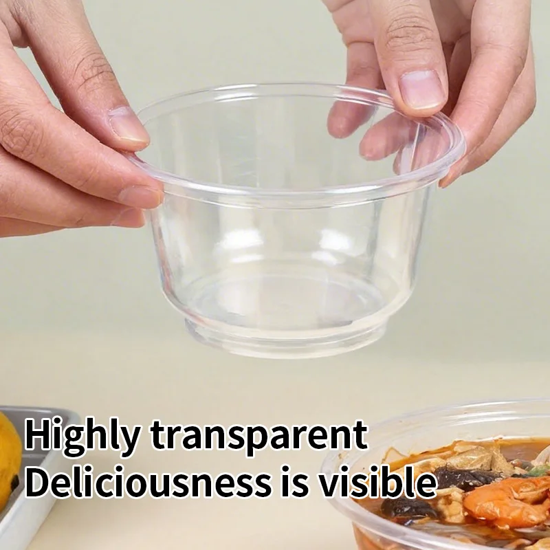Disposable Plastic Bowls Transparent Heavy Duty for Ice Cream Dessert Fruit Salad Picnic Wedding Party Kitchen Food Container view 3
