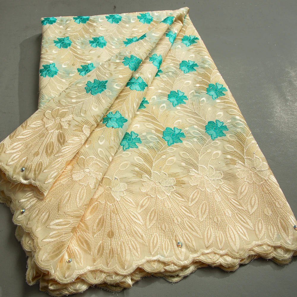 Dubai Embroidered Cotton Lace African Lace Fabric 2024 High Quality Swiss Voile Cotton Fabric Elegant Party Dress for Women 3782