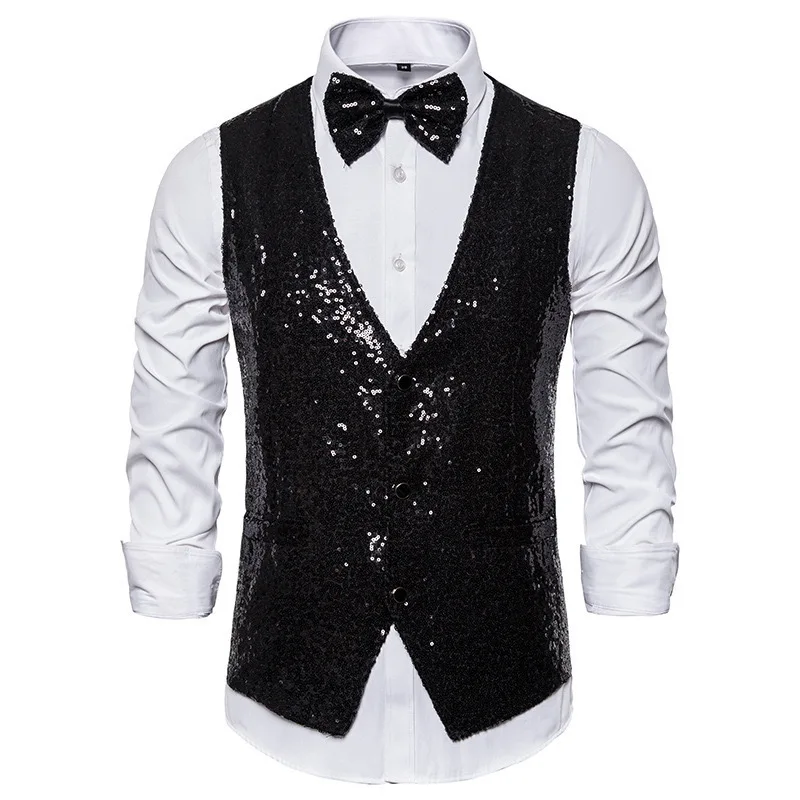 

O723Stage performance costume small sequin vest vest studio photo host singer emcee vest