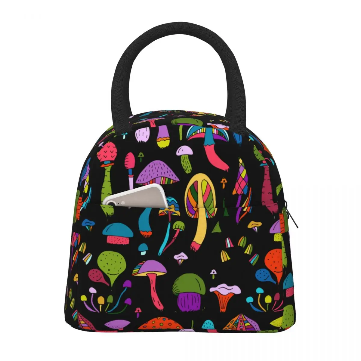 

Mushroom Print Portable Lunch Bag Thermal Insulated Lunch Box Tote Cooler Handbag Bento Pouch Dinner Container Food Storage Bags