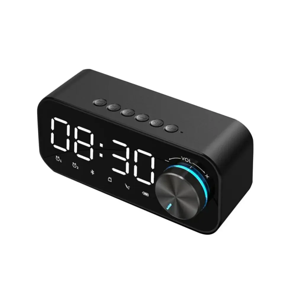 High Volume Bluetooth Speaker Small Size Portable Design Mini Alarm Clock Wireless Connectivity Subwoofer LED Alarm Clock
