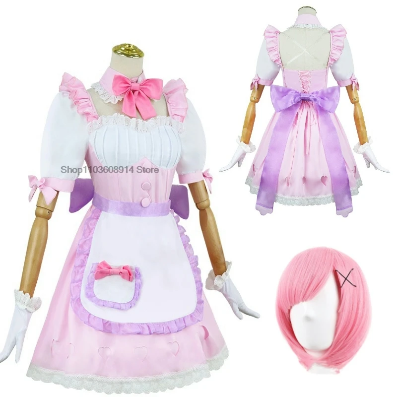 Anime Ram Rem Maid fur s, Lolita Cosplay Costume, Perruque, Party Uniform, Hmatte en Play Py Gift, Py Playing fur s, Pink