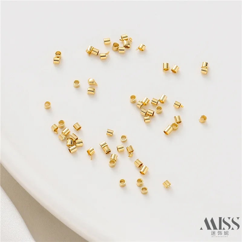 14K Gold Plated 1.3mm Positioning Tubes Crimp Beads For DIY Jewelry Making