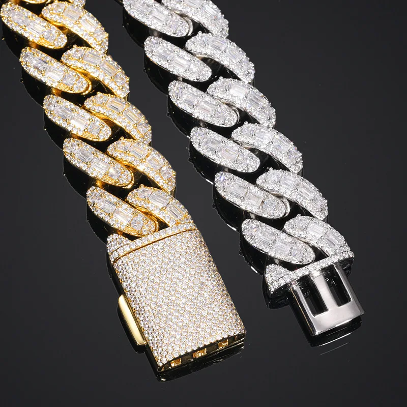 

New High-Quality Layered Square Diamond 20mm Bubble Chain Necklace Hip-Hop Trendy Street Fashion Necklace