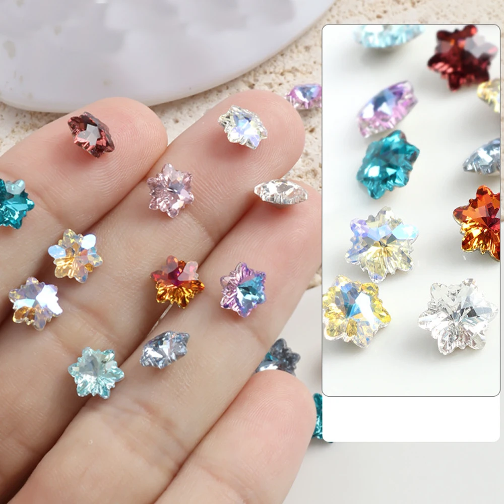 10pcs Crystal Snow Nail Art Charm 3D Aurora Clear Snow Crystal Gem Nail Decoration DIY Glitter Luxury Gift Nail Accessories