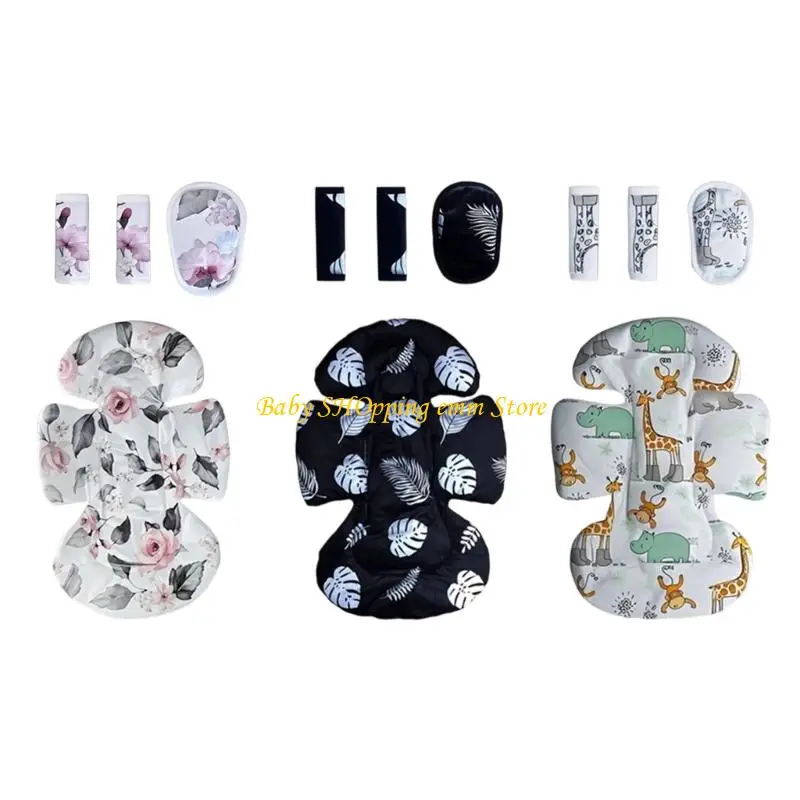 

23GD 1 Set Baby Strollers Shoulder Belt Cover with Crotch Protector Sleeve Breathable