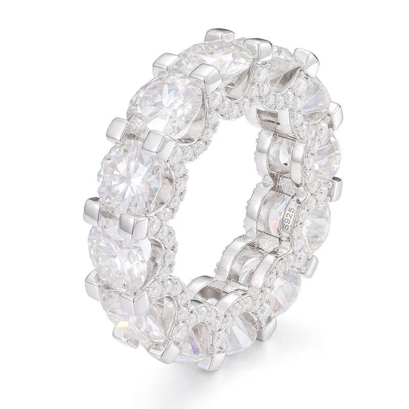 

16YTQR0008-57Lefei Fashion Luxury Diamond-set Classic Moissanite Hiphop 2ct Design Circle Ring For Women 925 Silver Jewelry Gift