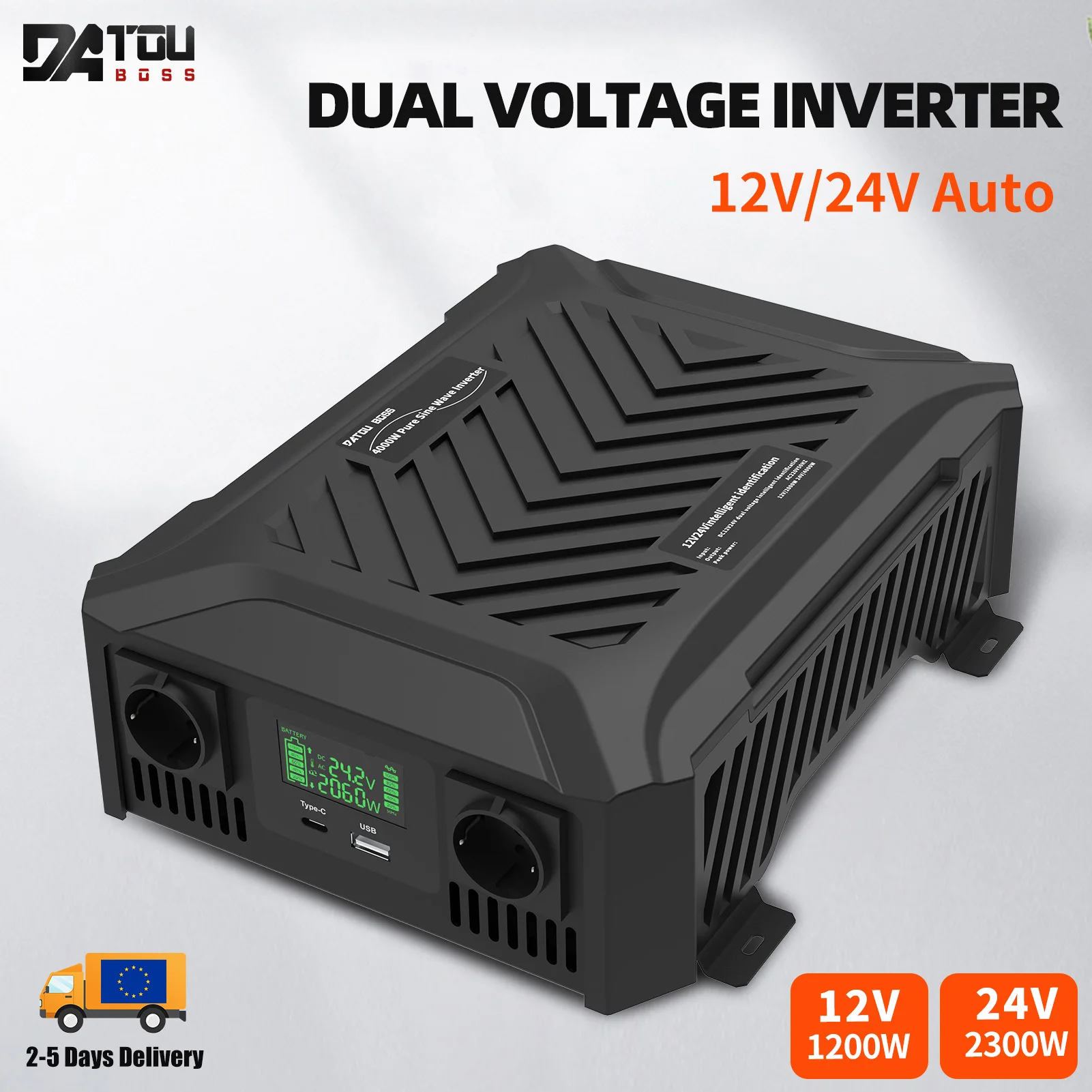 DATOUBOSS TY-PSW-4000 Dual Voltage Inverter DC to AC Portable Vehicle Mount Pure Sine Wave Inverter 4000W Power Transformer