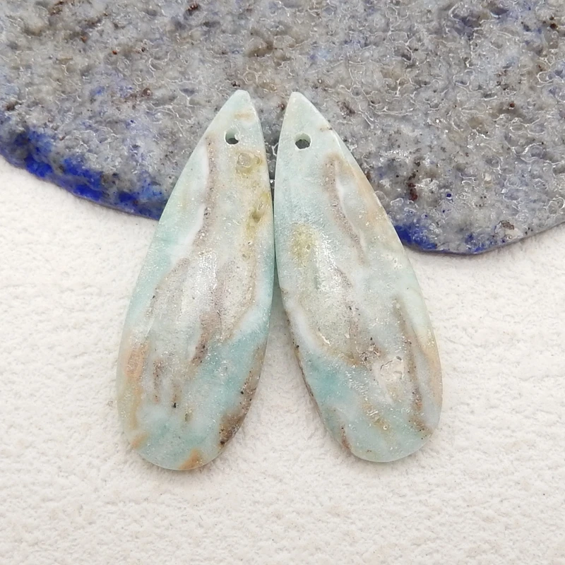 

Handmade Natural Stone Hemimorphite Teardrop Water Drop Earring Bead DIY Making Jewelry Finding 31x11x4mm 4g