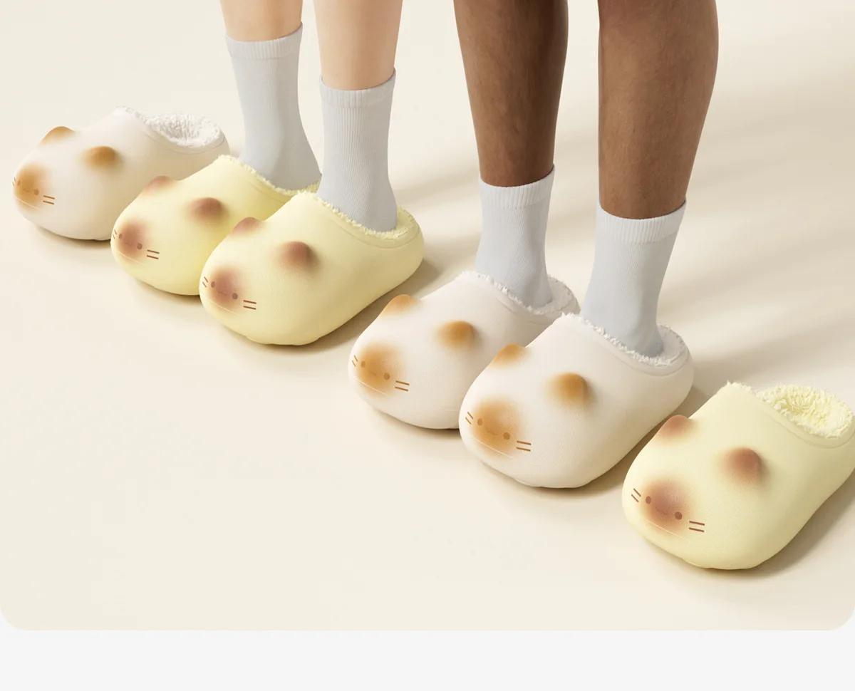 3D Schwarze Katzen-Plüschpantoffeln für Damen, EVA Wasserdicht, Fleece-Futter, Clogs, Winter-Wärme für drinnen und draußen, Kätzchen-Hausschuhe – Detail 22