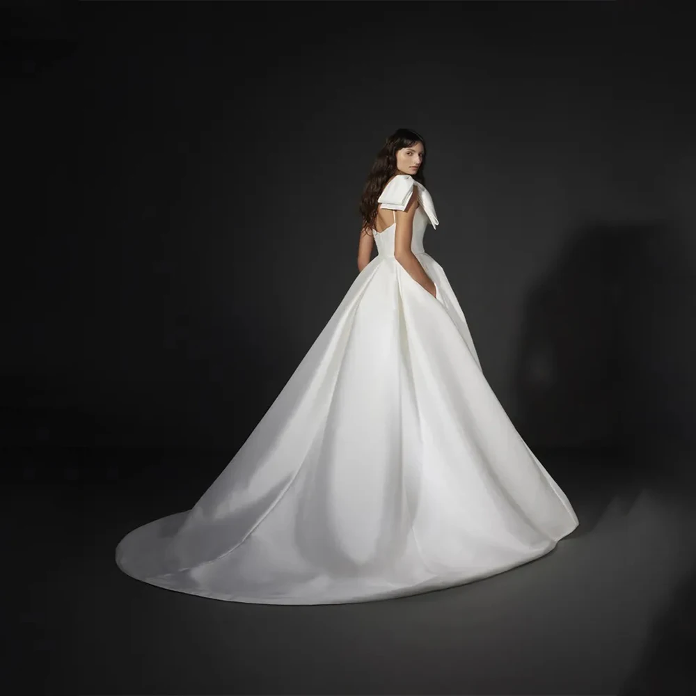 Arya Classic Elegant Wedding Dress Satin for Floor-Length One-Shoulder Sleeveless Prom Dress A-line Robe De Soirée Customized