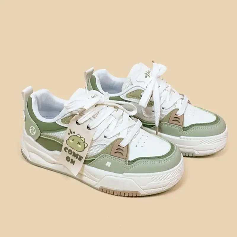 2024 New Kawaii Cute Female Sneakers Green Campus Casual Fashion Women\'s Shoes Platform Sport Shoes Flat Sole Vulcanized Shoes