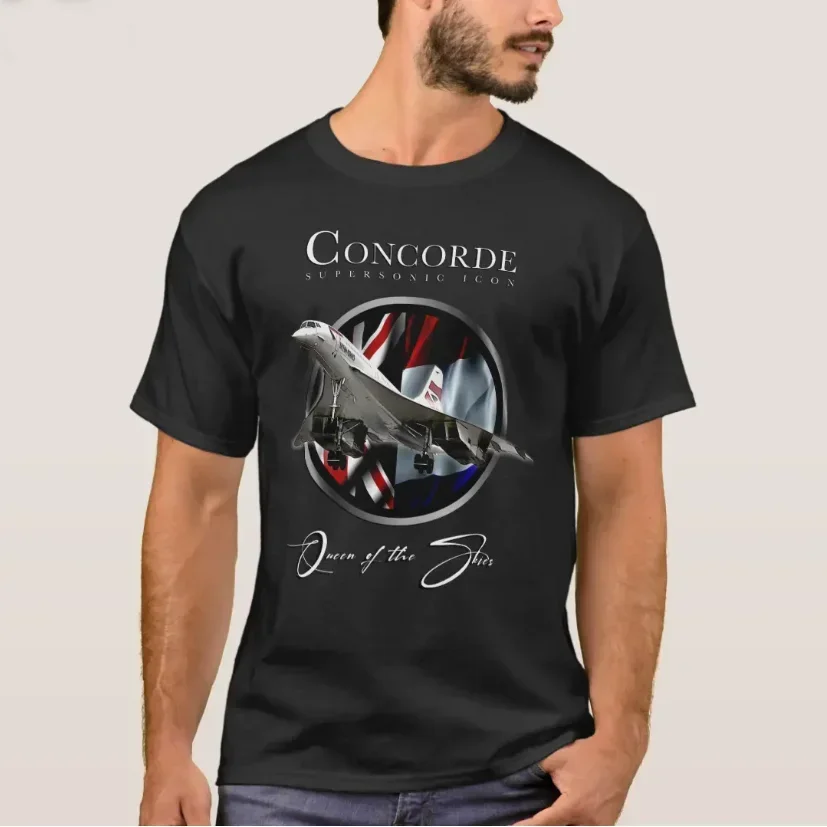 Concorde Franco-British Supersonic Airliner T-Shirt 100% Cotton O-Neck Short Sleeve Casual Mens T-shirt Size S-3XL