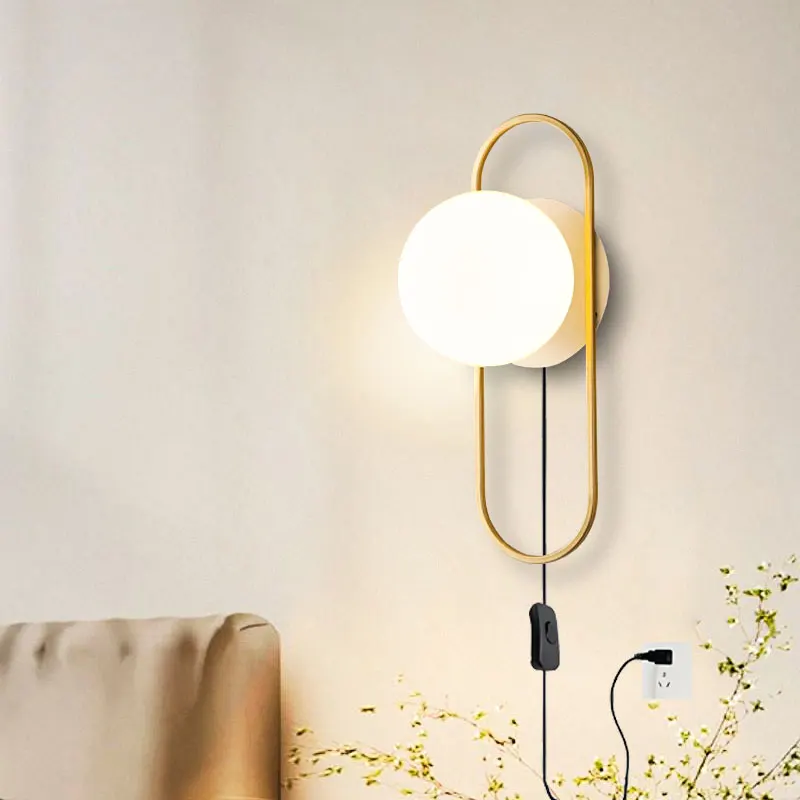 Imagem -02 - Modernas Lâmpadas de Parede Led de Vidro Fosco com Interruptor Luzes Pretas para Cabeceira Iluminação Interior para Casa g9 9w