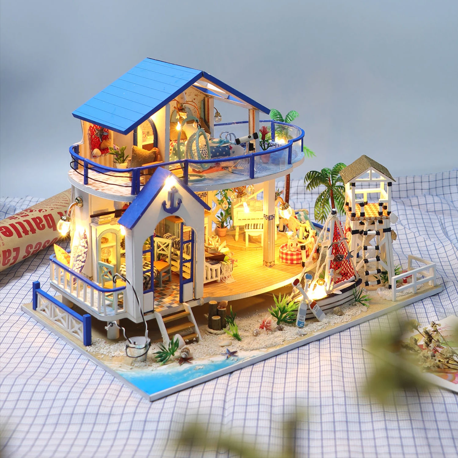 

Наборы для сборки миниатюрных моделей из дерева «Легенда о Голубом море» с мебелью и LED-подсветкой, кукольный домик для подарков друзьям на день рождения