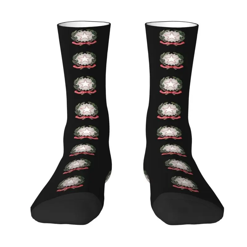 Custom Emblem Of Italy Men Women Crew Socks Unisex Fashion 3D Printing Italian Republic Dress Socks