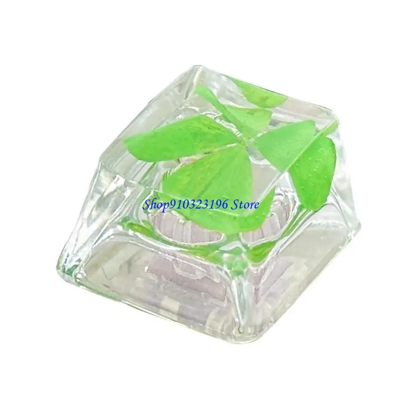 Q1JF Transparenz Clovers KeyCap Backlight Keycap Netter Clovers Harzschlüsselcap Ersatz