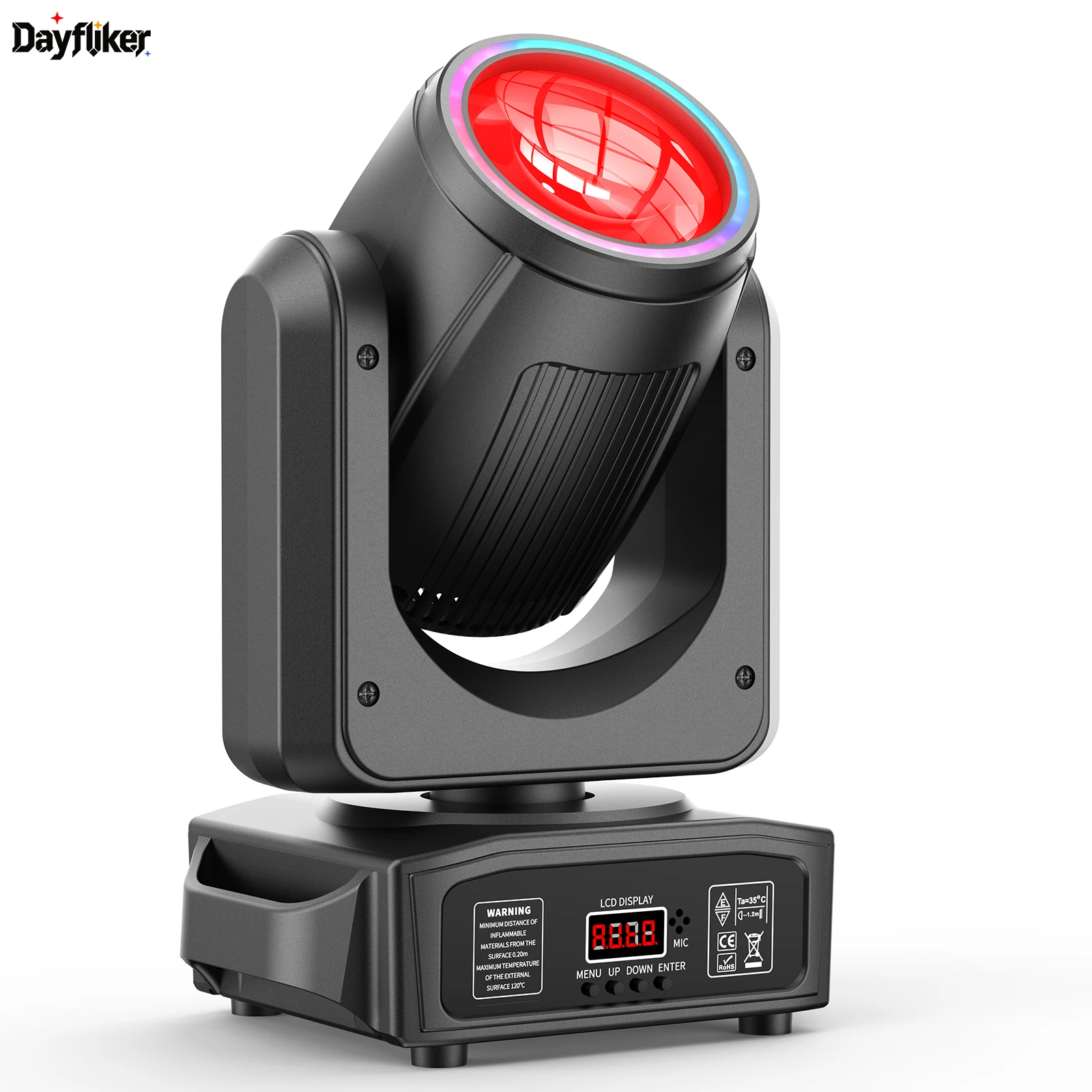 

Светодиодная вращающаяся голова DayFlicker 200W с белыми LED-лампами и RGB-подсветкой Halo, 18-гранная призма, DMX512, 14 каналов, звукоактивируемая, для дискотек и свадебных вечеринок
