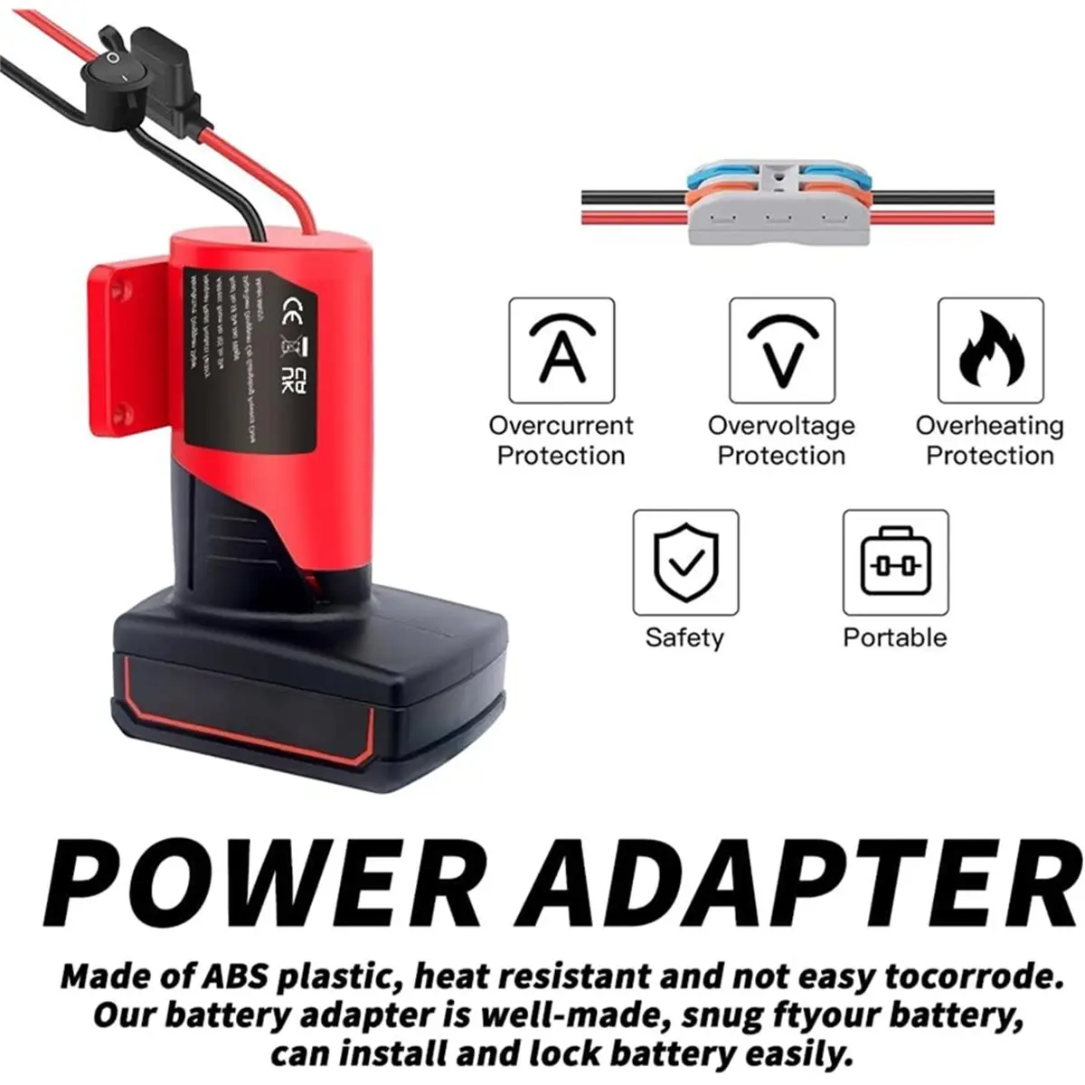 Battery Adapter Kit for Milwaukee M12 12V Power Wheels Adapter with Fuse and Switch,14 AWG Wire Powe
