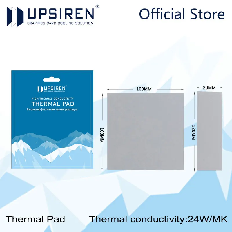 Upsiren 24W GPU CPU Heatsink Cooling Geleidende Siliconen Pad 100x100/120x20mm Hoge Kwaliteit originele Authentieke Thermische Pad