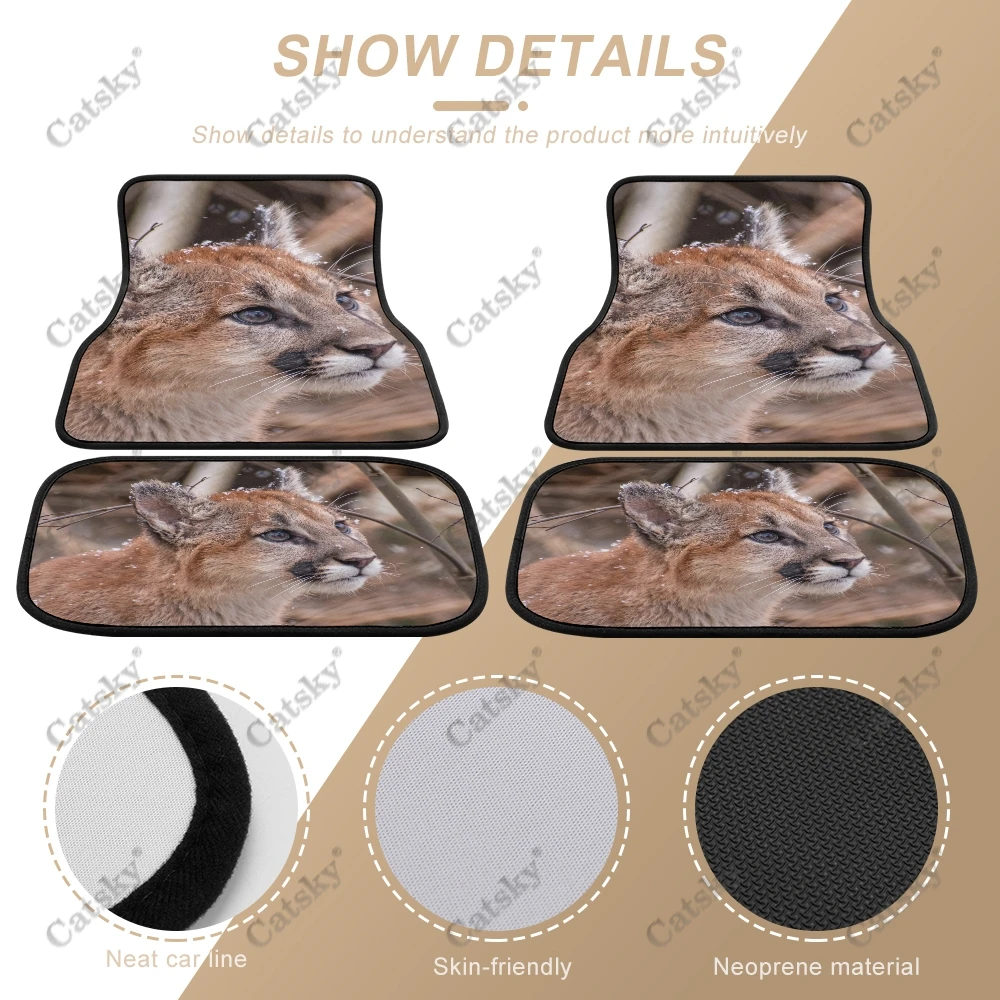 Cougar animal car Auto Floor Mats Carpet, Customized Car Floor Mats All Weather Automotive Floor Pad for Stylish