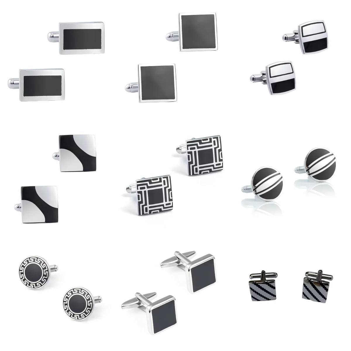 Простые квадратные черные эмалированные железные металлические запонки, французская овальная рубашка Gemelos, запонки для мужчин, ювелирные изделия, подарок