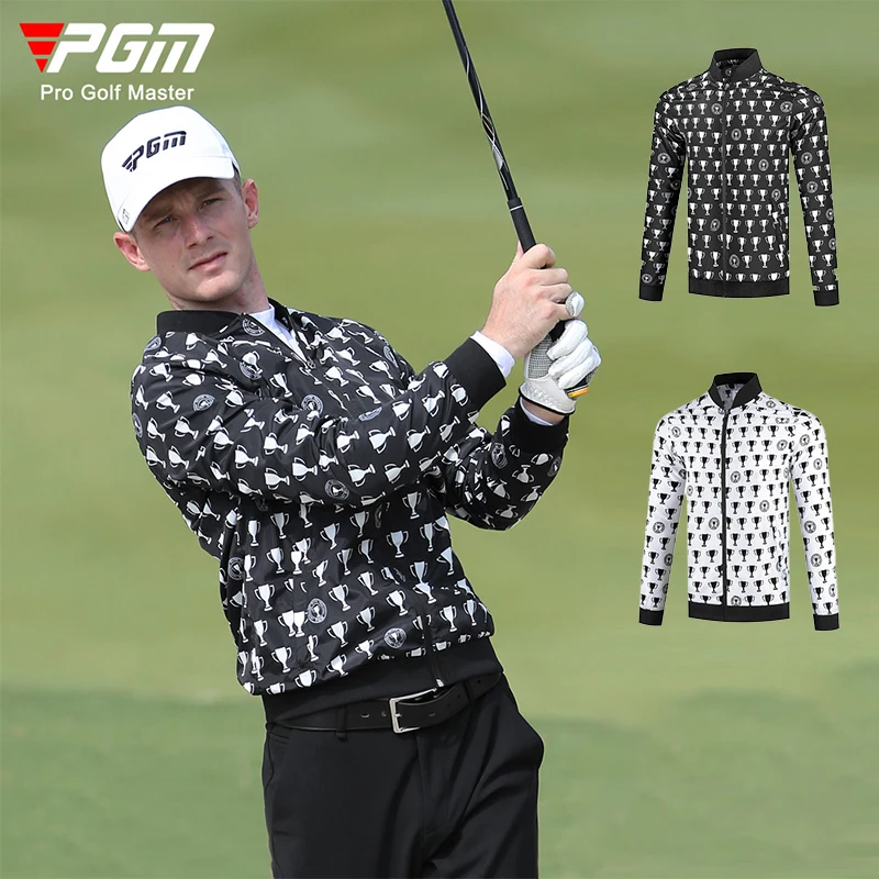 

PGM Men Waterproof Golf Jacket Male Breathable Printed Golf Coat Windproof Zipper Windbreaker Man Fashion Casual Tops Autumn