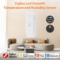 Tuya Homekit Zigbee-Sensor inteligente de temperatura y humedad, termómetro, higrómetro, aplicación de Control de voz con Smartlife, Alexa y Google Home