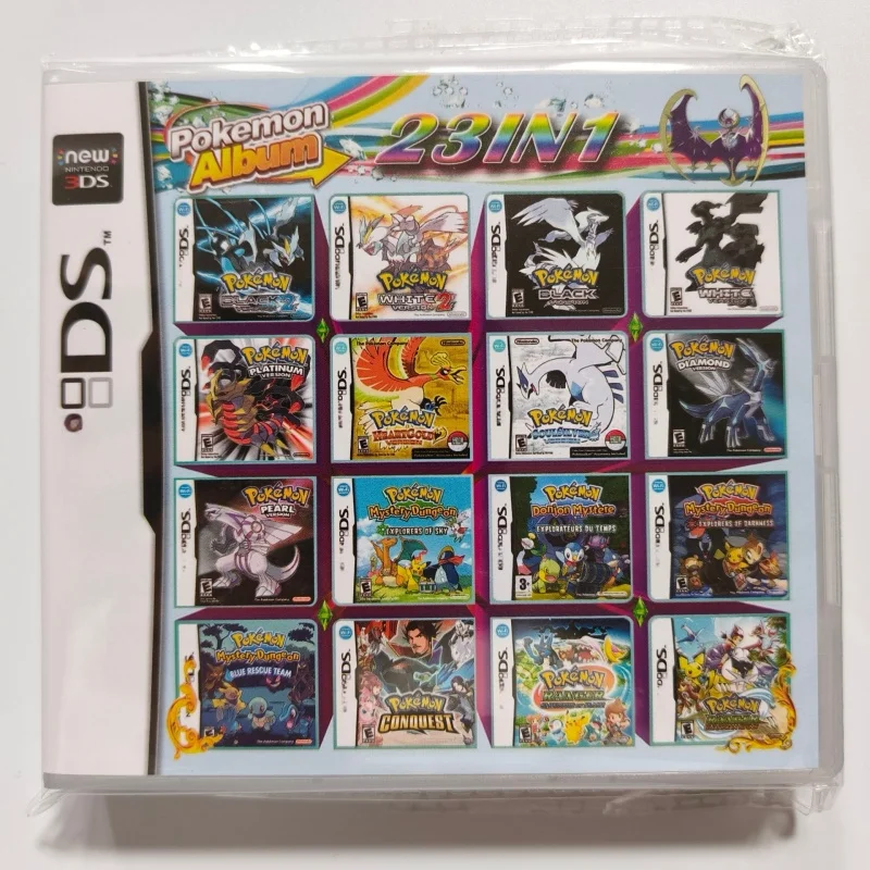 USA Englische Peripherie-Pokémon-Konsolenkassette NDS-Spielkarte 23-in-1 4300-in-1 Weiße Box R4 Spielkarten-Sammlung Jungen-Geschenk