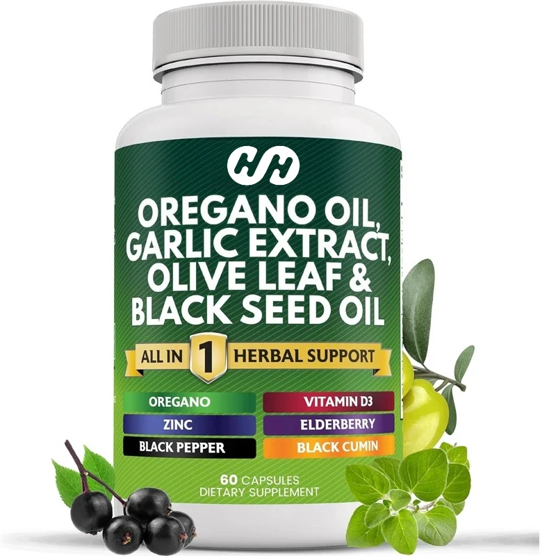 Niuzhi Oil Garlic Extract Olive Leaves with Huangqi - Male and Female Immune Support and Digestive Health Supplement-60 Capsules