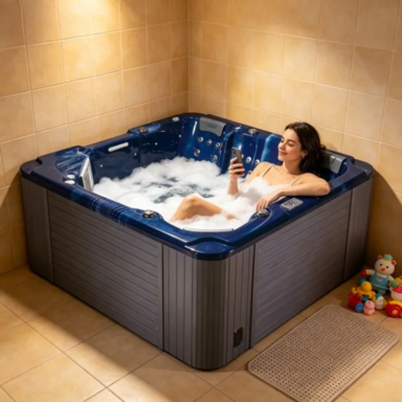 Health Club Whirlpool Jacuzzi Massage Bathtub Hot Tub Spa Hydrotherapy Acrylic 6 Person Balboa 52 Jets Waterfall