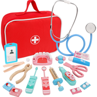 Wooden Pretend Play Doctor Educational Toys for Kids Home Play Medical Simulation Medicine Chest Set Nurse Dentist Role Play
