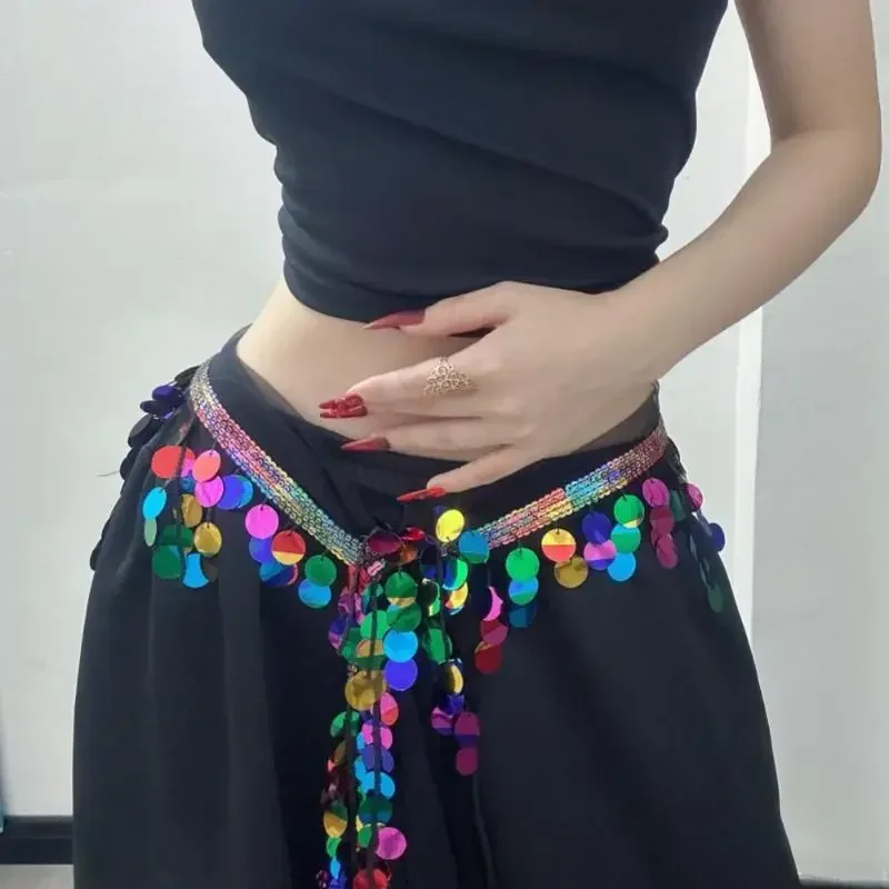 Moda paillettes nappe catena in vita per donne ragazze danza del ventre danza jazz cintura hip hop accessori in vita