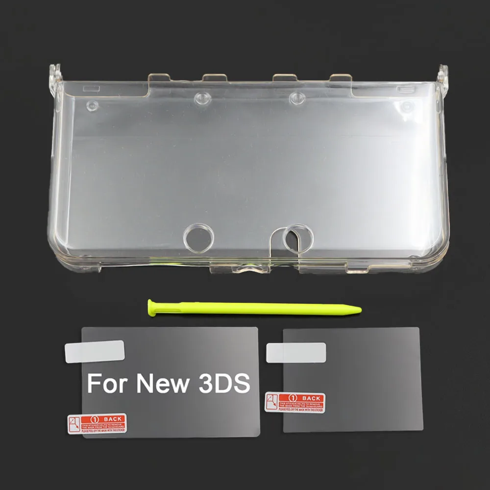 Transparente, geteilte Schutzhülle für den neuen 3DS, transparente Hartschale + Displayschutzfolie + Stylus-Stift