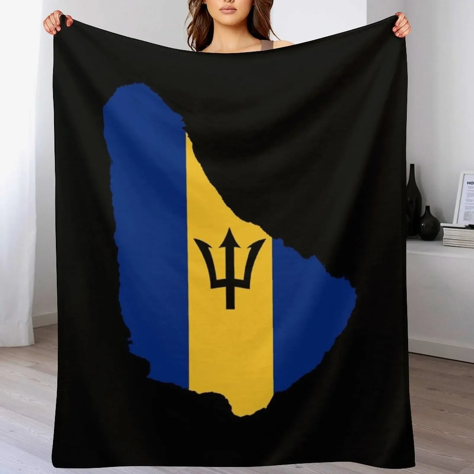 Flag Map of Barbados Throw Blanket Luxury Thicken Bed linens Extra Large Throw Blankets