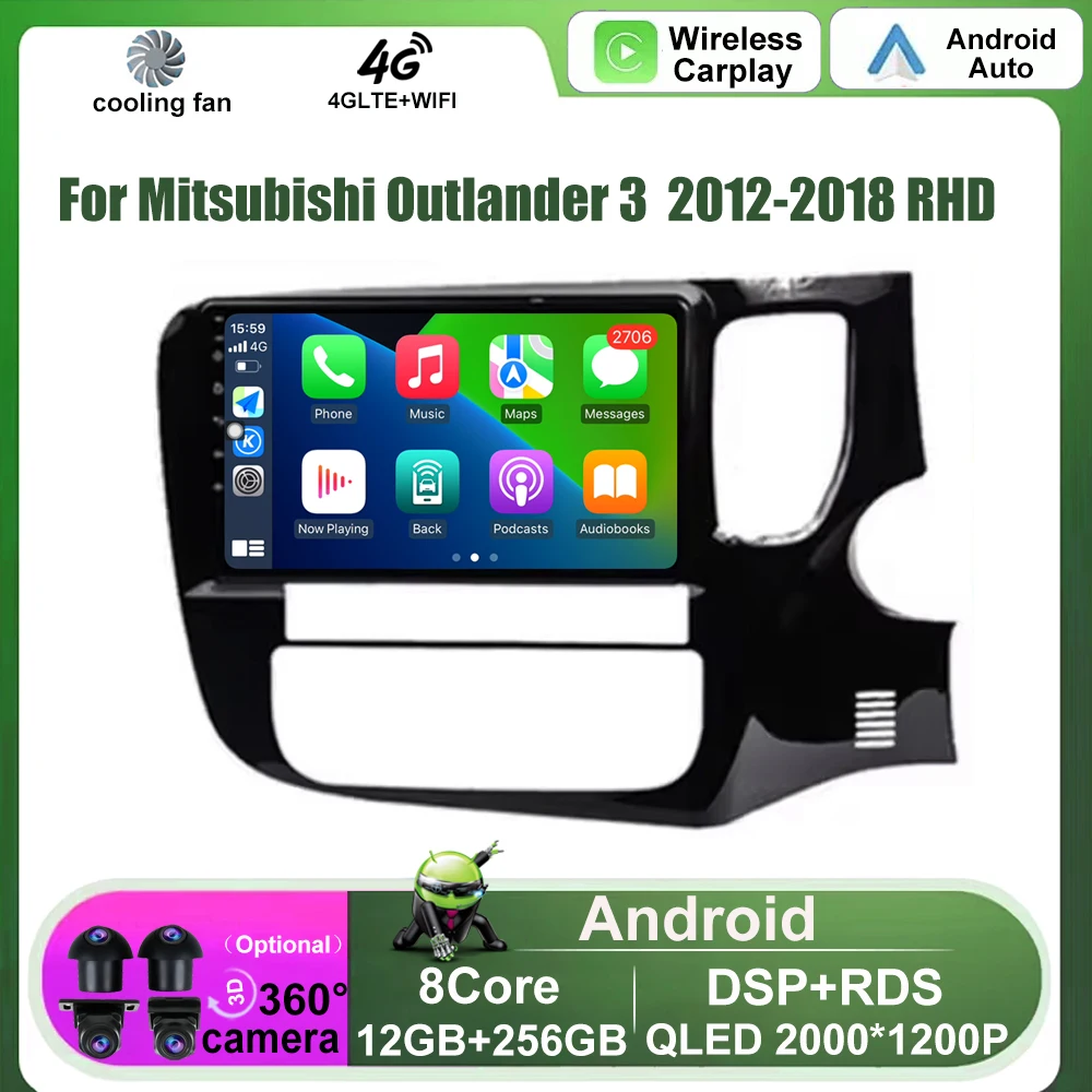

Carplay Auto Car Radio Multimedia Player Android OS WIFI 4G For Mitsubishi Outlander 3 RHD 2012-2018 Autoradio GPS Stereo