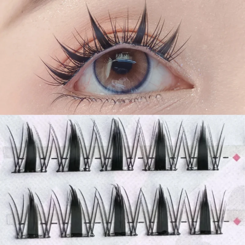 

Накладные ресницы 10 рядов/упаковка, индивидуальные, самоклеящиеся, пучковые, для самостоятельного нанесения, натуральный вид, мягкие, без клея, корейский макияж