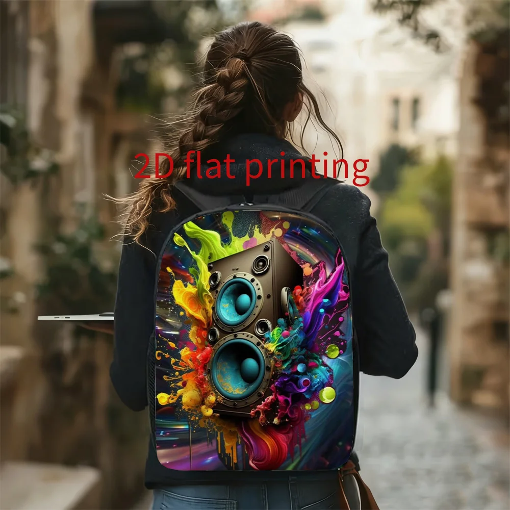 

1 Colorful Speaker Backpack with Water Ripple Pattern, Cute Lightweight Travel Day Backpack, Adjustable Shoulder Strap